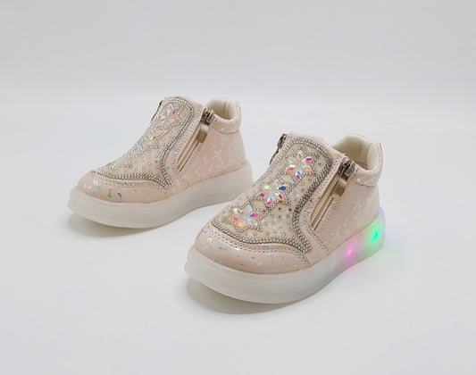 Lights in Sole Fancy Design Sneakers for Kids Girls - MTX201 (Beige)