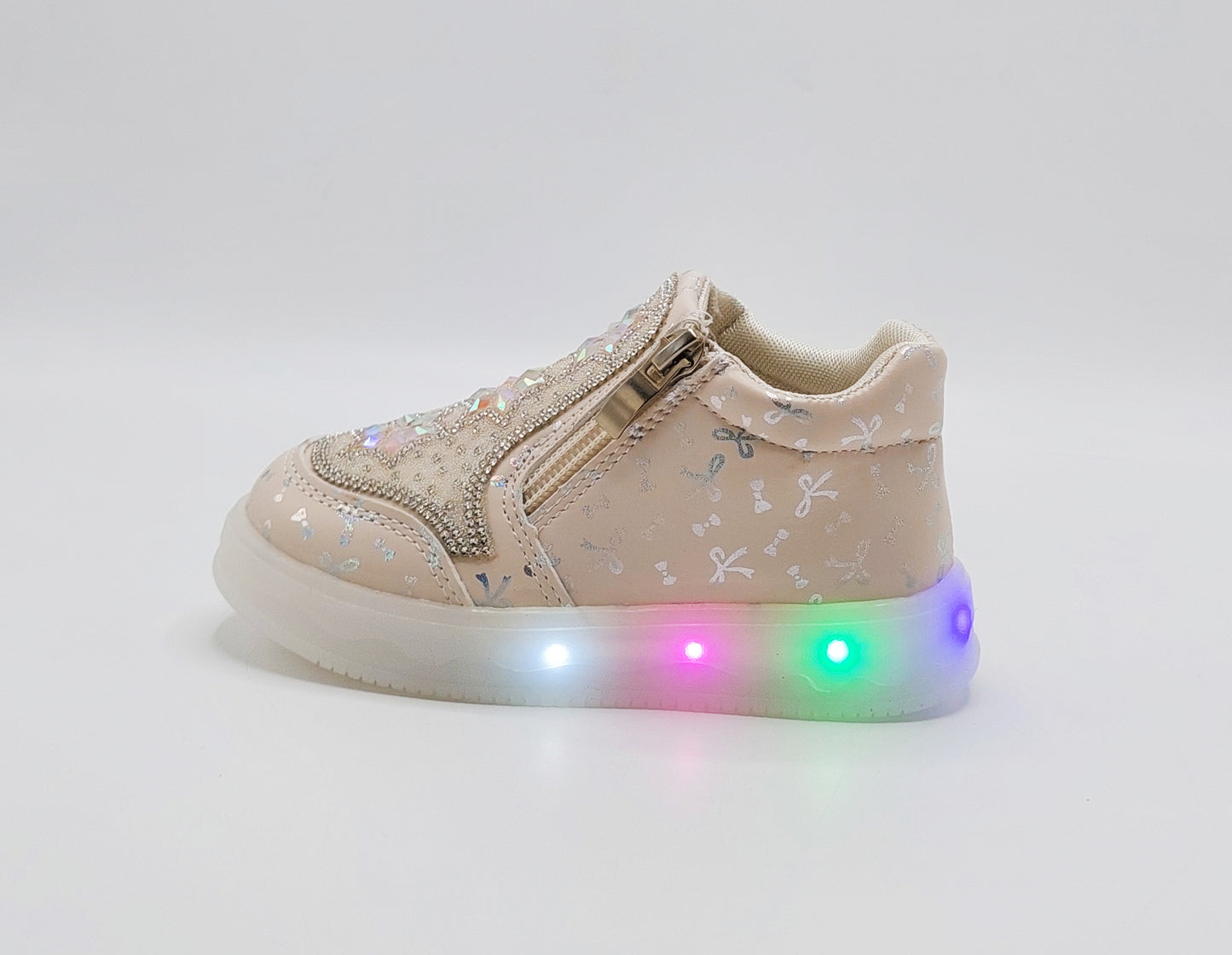 Lights in Sole Fancy Design Sneakers for Kids Girls - MTX201 (Beige)
