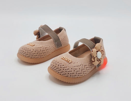 Lights in Sole Soft Sole Fancy Pumps for Kids - A90 (Brown)