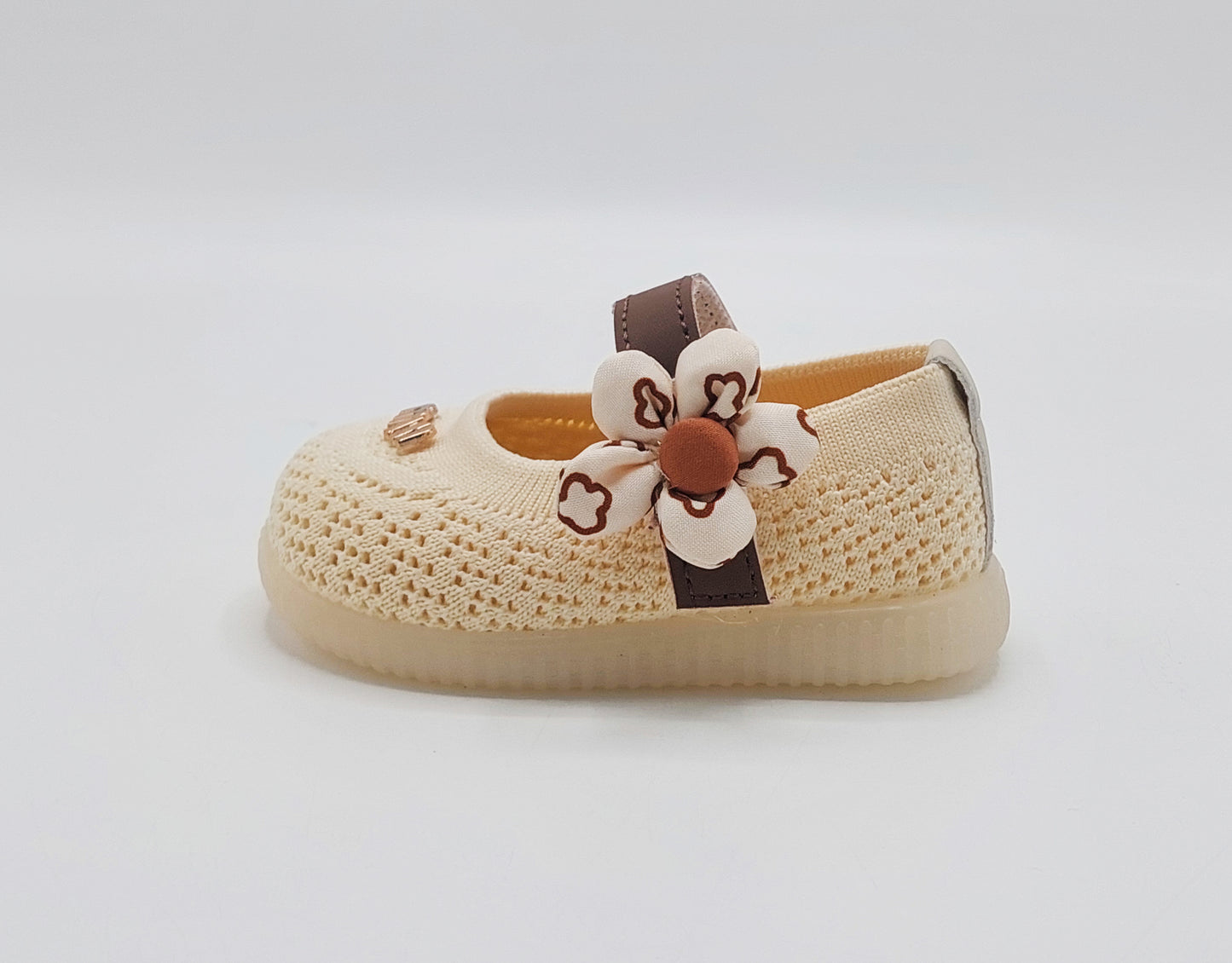 Lights in Sole Soft Sole Fancy Pumps for Kids - A90 (Beige)