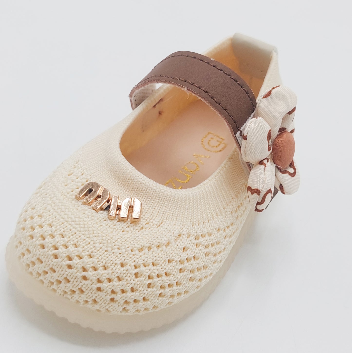 Lights in Sole Soft Sole Fancy Pumps for Kids - A90 (Beige)