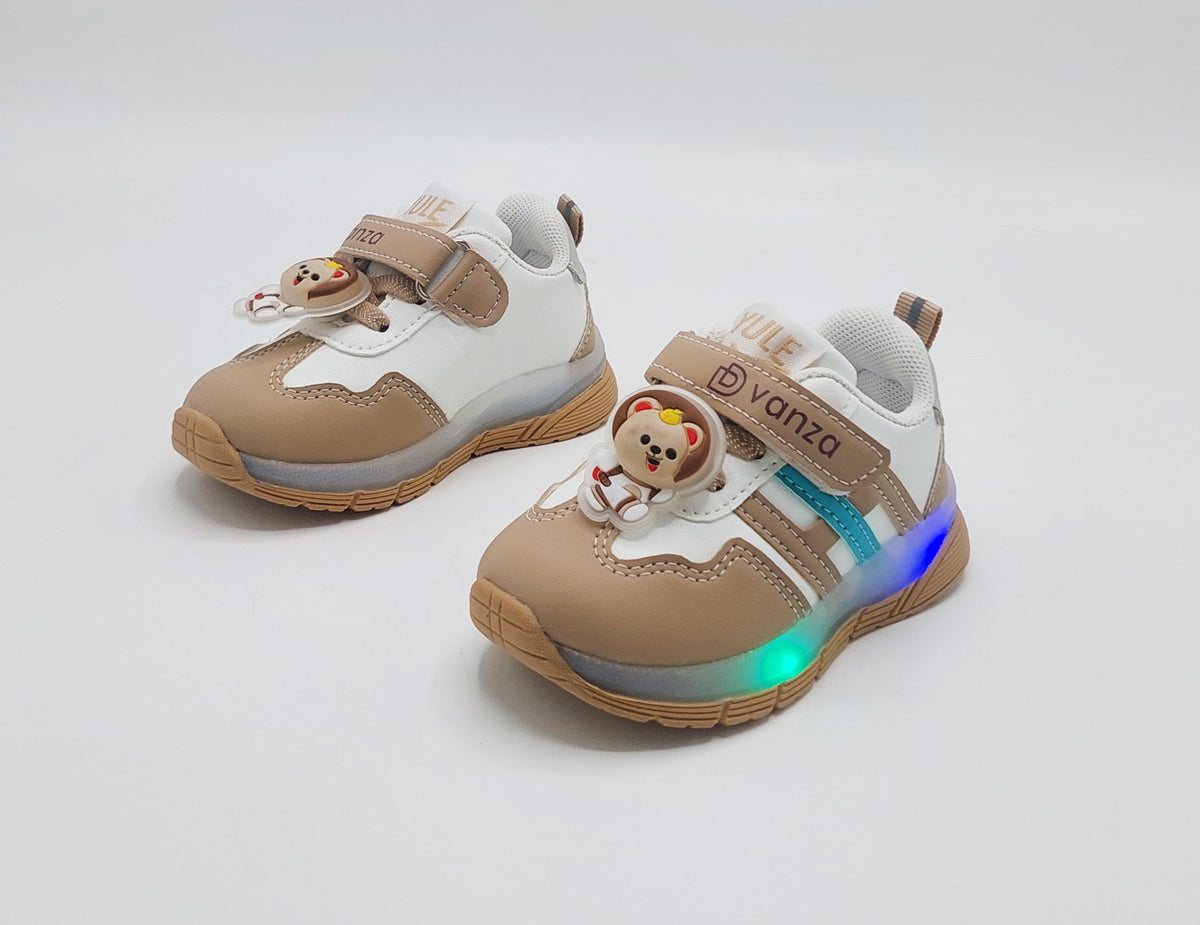 Lights in Sole Cute Design Shoes for Kids - 2001 (Khaki)