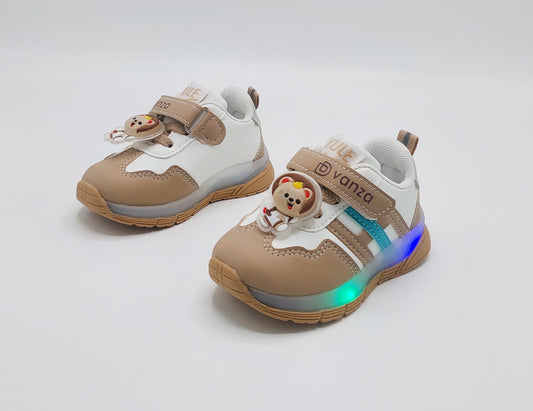 Lights in Sole Cute Design Shoes for Kids - 2001 (Khaki)