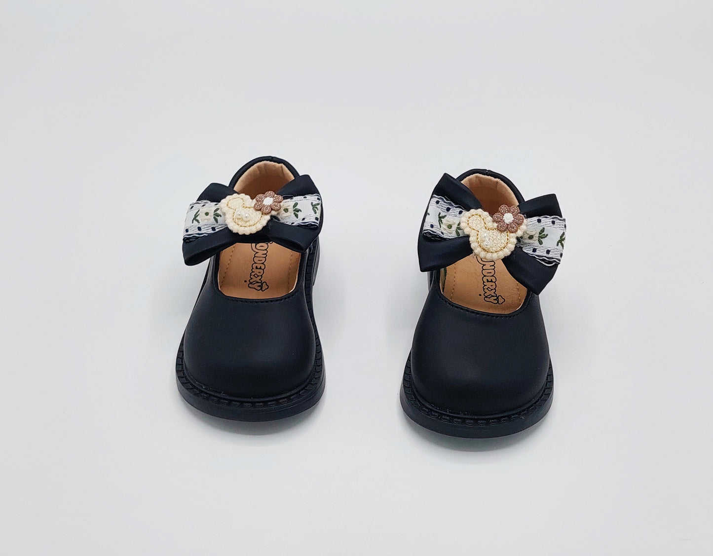 Kids Soft Sole Fancy Pumps - TZ01 (Black)