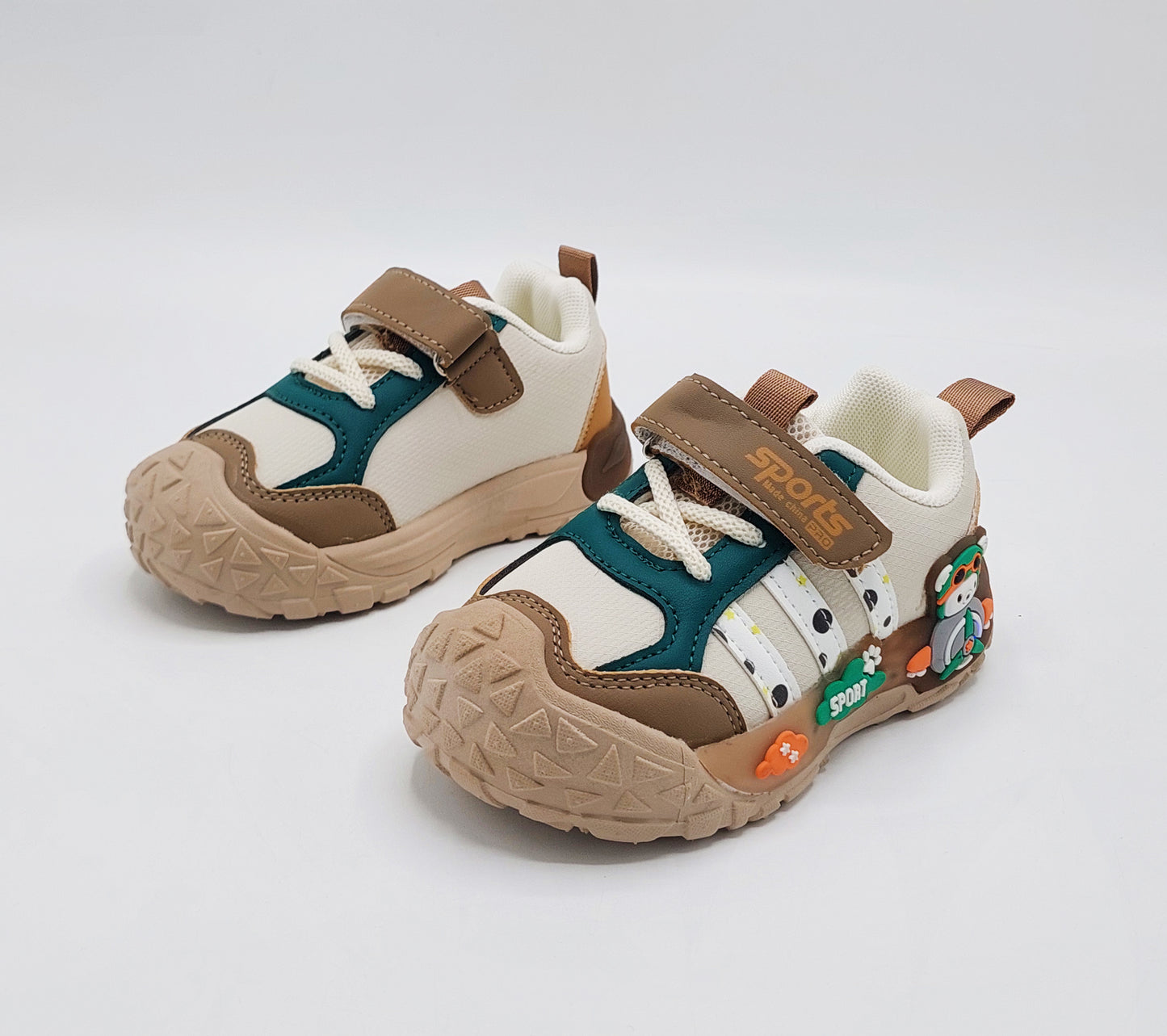 Lights in Sole Cute Design Sneakers for Kids - BTM04 (Khaki)