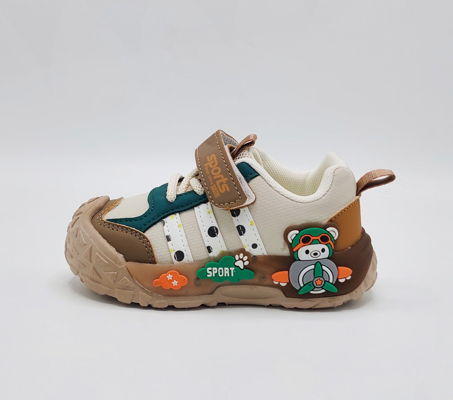 Lights in Sole Cute Design Sneakers for Kids - BTM04 (Khaki)