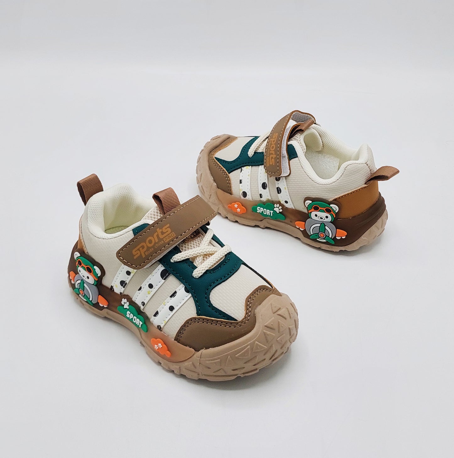 Lights in Sole Cute Design Sneakers for Kids - BTM04 (Khaki)