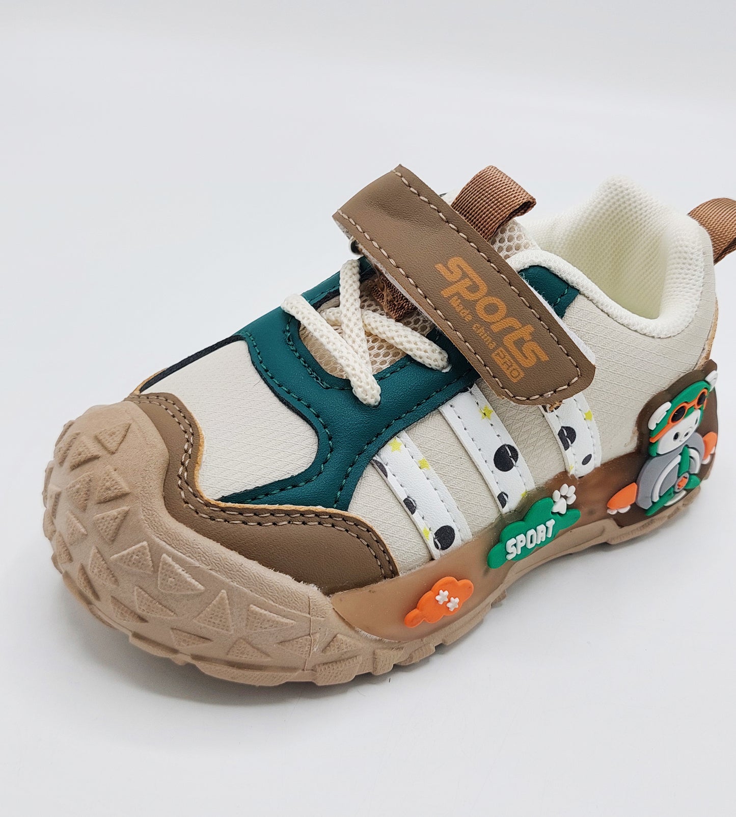 Lights in Sole Cute Design Sneakers for Kids - BTM04 (Khaki)