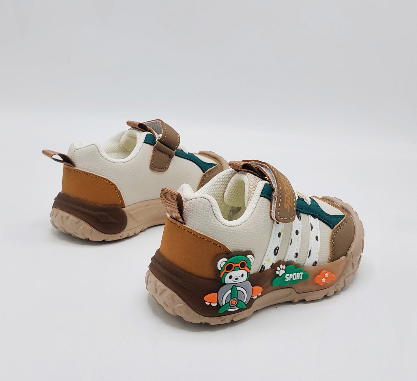 Lights in Sole Cute Design Sneakers for Kids - BTM04 (Khaki)