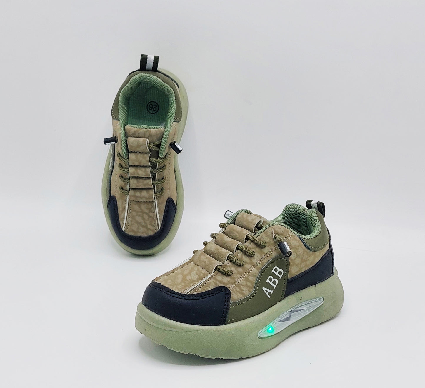 Lights in Sole New Trendy Design Sneakers for Kids - ABB512 (Green)