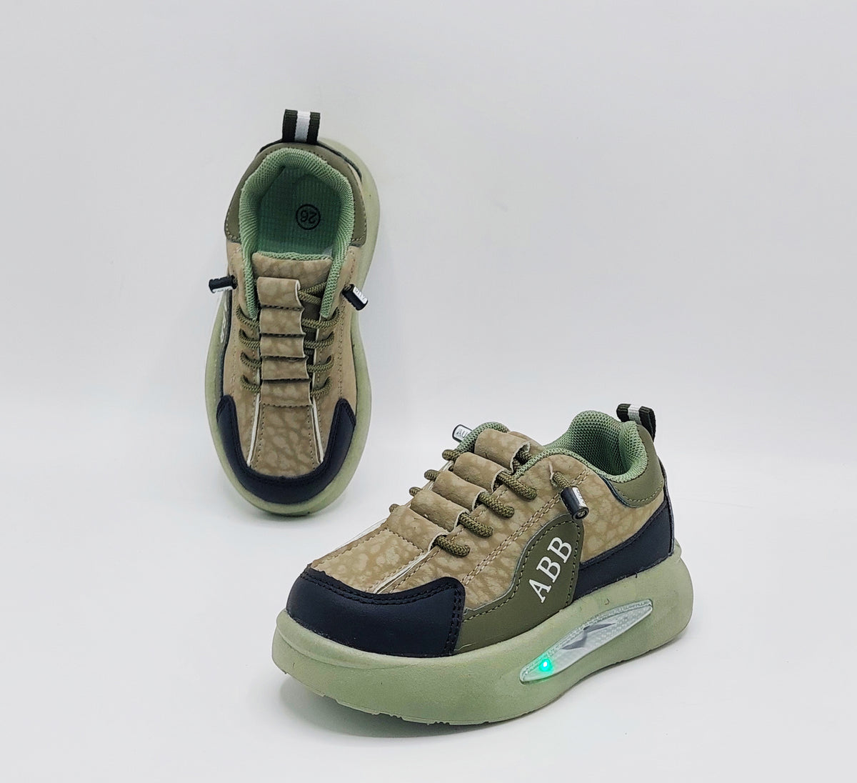 Lights in Sole New Trendy Design Sneakers for Kids - ABB512 (Green)