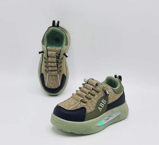 Lights in Sole New Trendy Design Sneakers for Kids - ABB512 (Green)