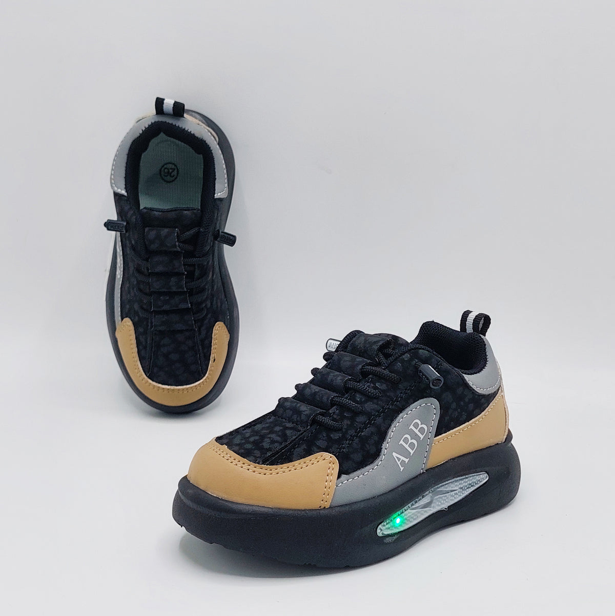 Lights in Sole New Trendy Design Sneakers for Kids - ABB512 (Black)