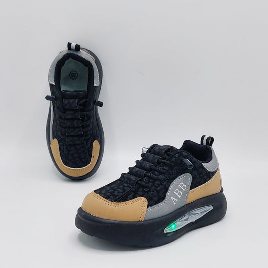 Lights in Sole New Trendy Design Sneakers for Kids - ABB512 (Black)