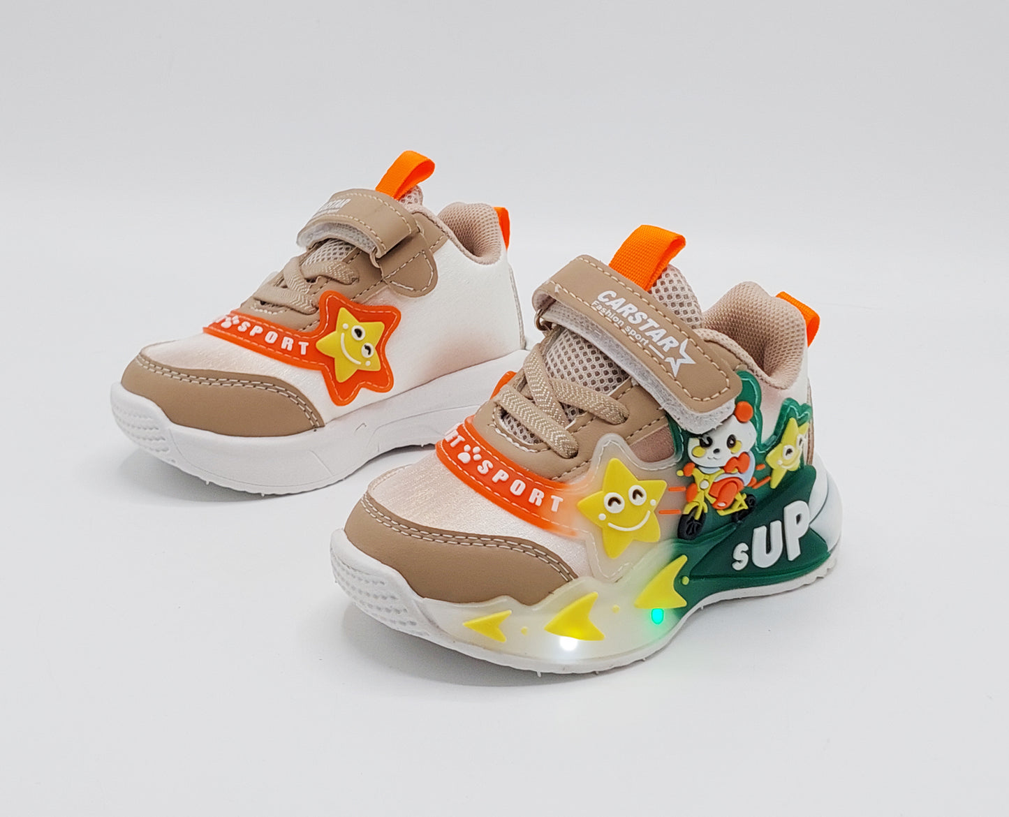 Lights In Sole Cute Design Shoes for Kids - SB14 (Beige)