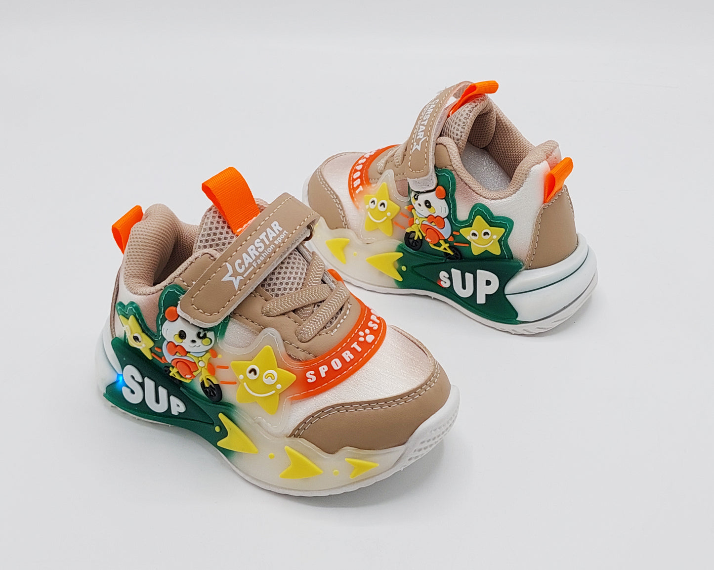 Lights In Sole Cute Design Shoes for Kids - SB14 (Beige)