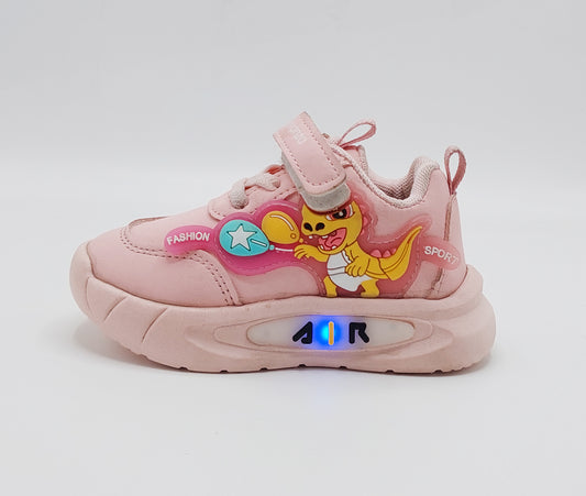 Lights in Sole Dino theme Shoes for Kids - DVM3 (Pink)