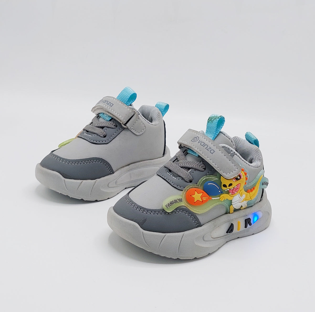 Lights in Sole Dino theme Shoes for Kids - DVM3 (Gray)