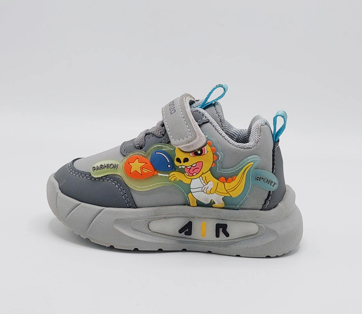 Lights in Sole Dino theme Shoes for Kids - DVM3 (Gray)