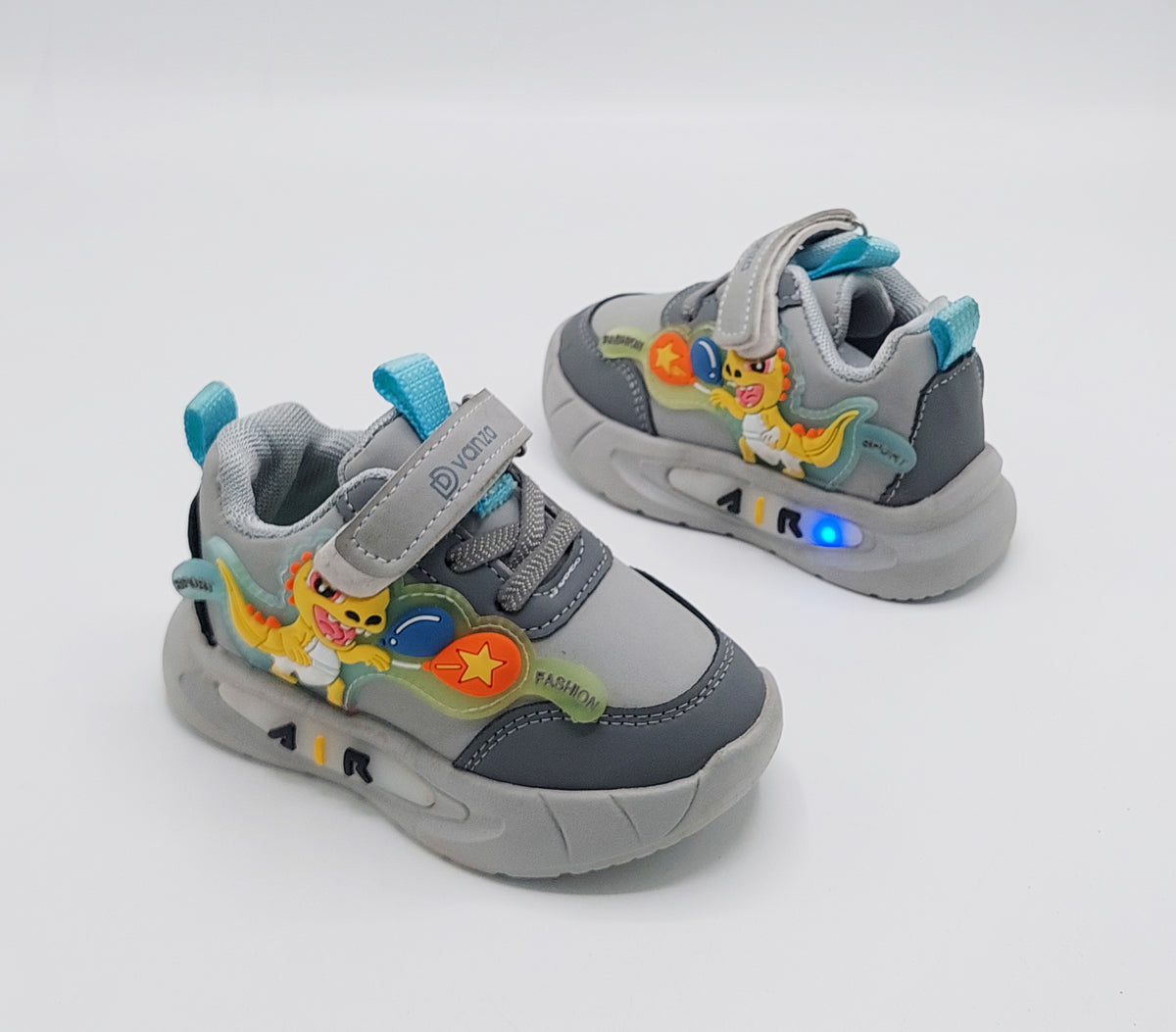 Lights in Sole Dino theme Shoes for Kids - DVM3 (Gray)