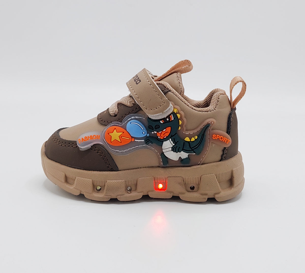 Lights in Sole Dino theme Shoes for Kids - DVM3 (Brown)