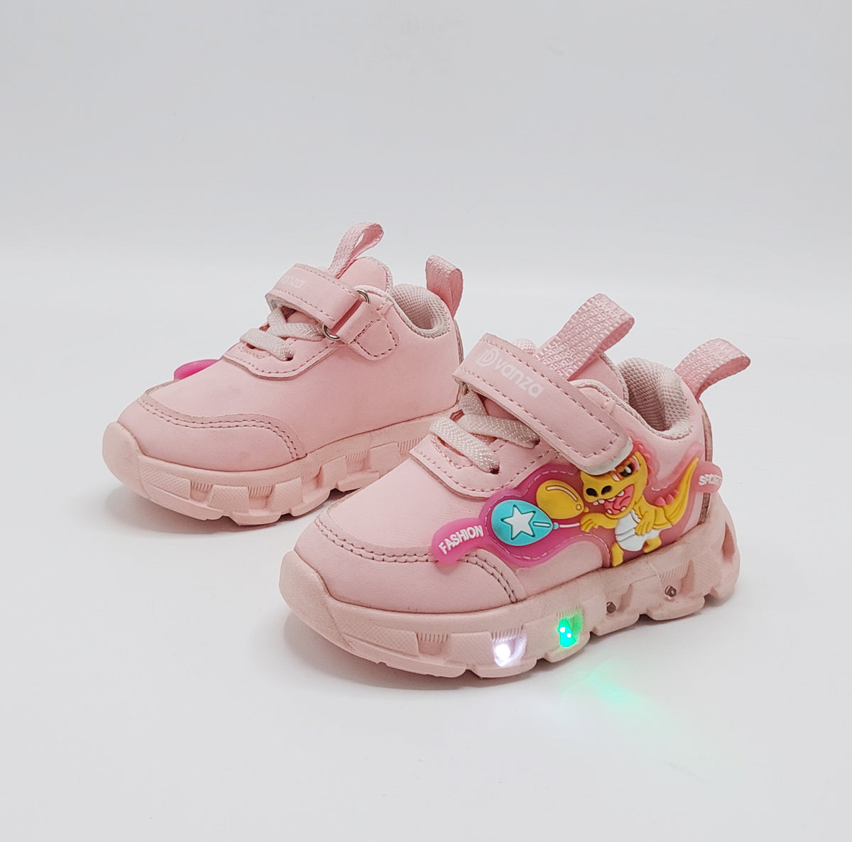 Lights in Sole Dino theme Shoes for Kids - DVM3 (Pink)