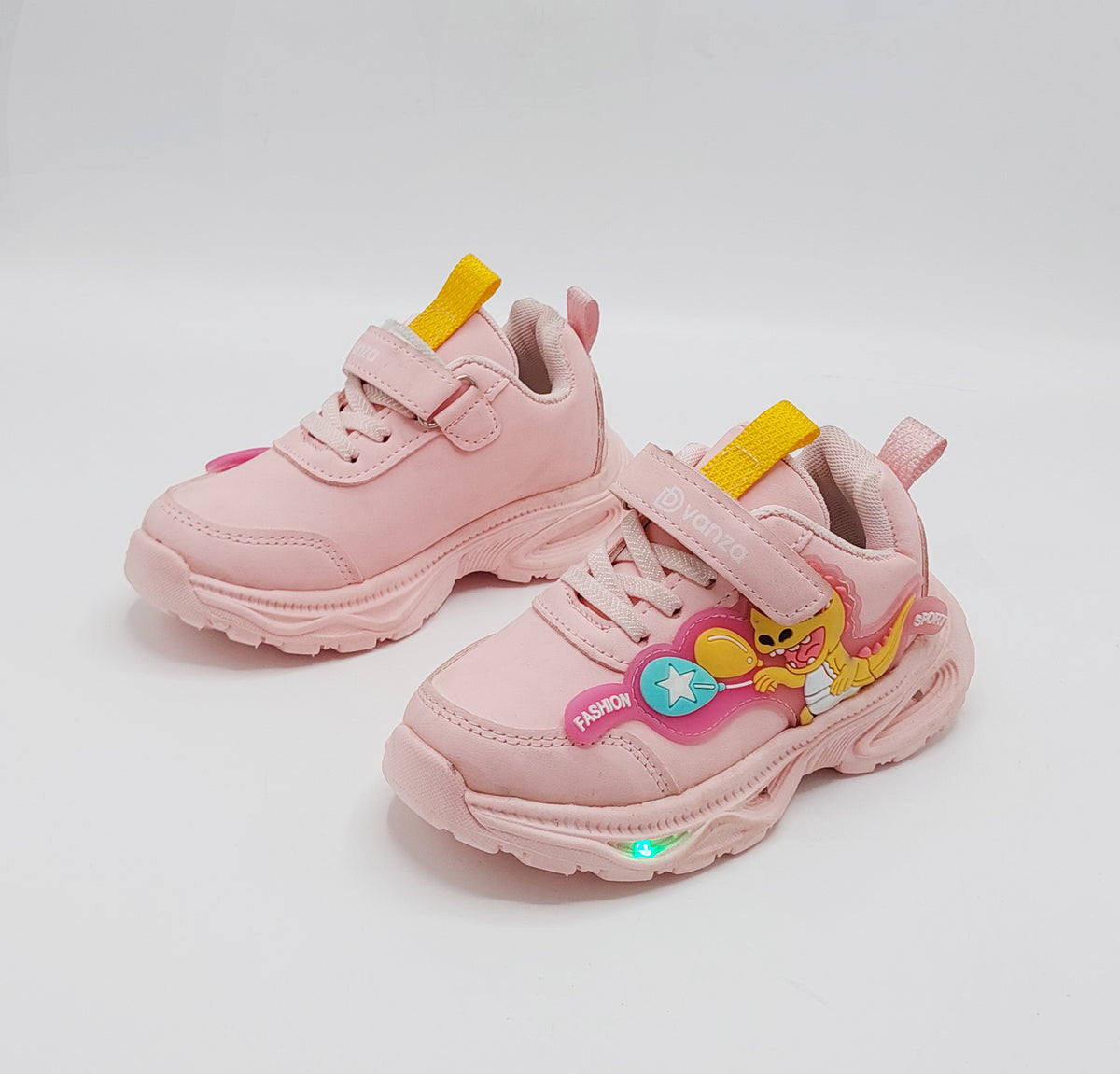 Lights in Sole Dino theme Shoes for Kids - DVM3 (Pink)