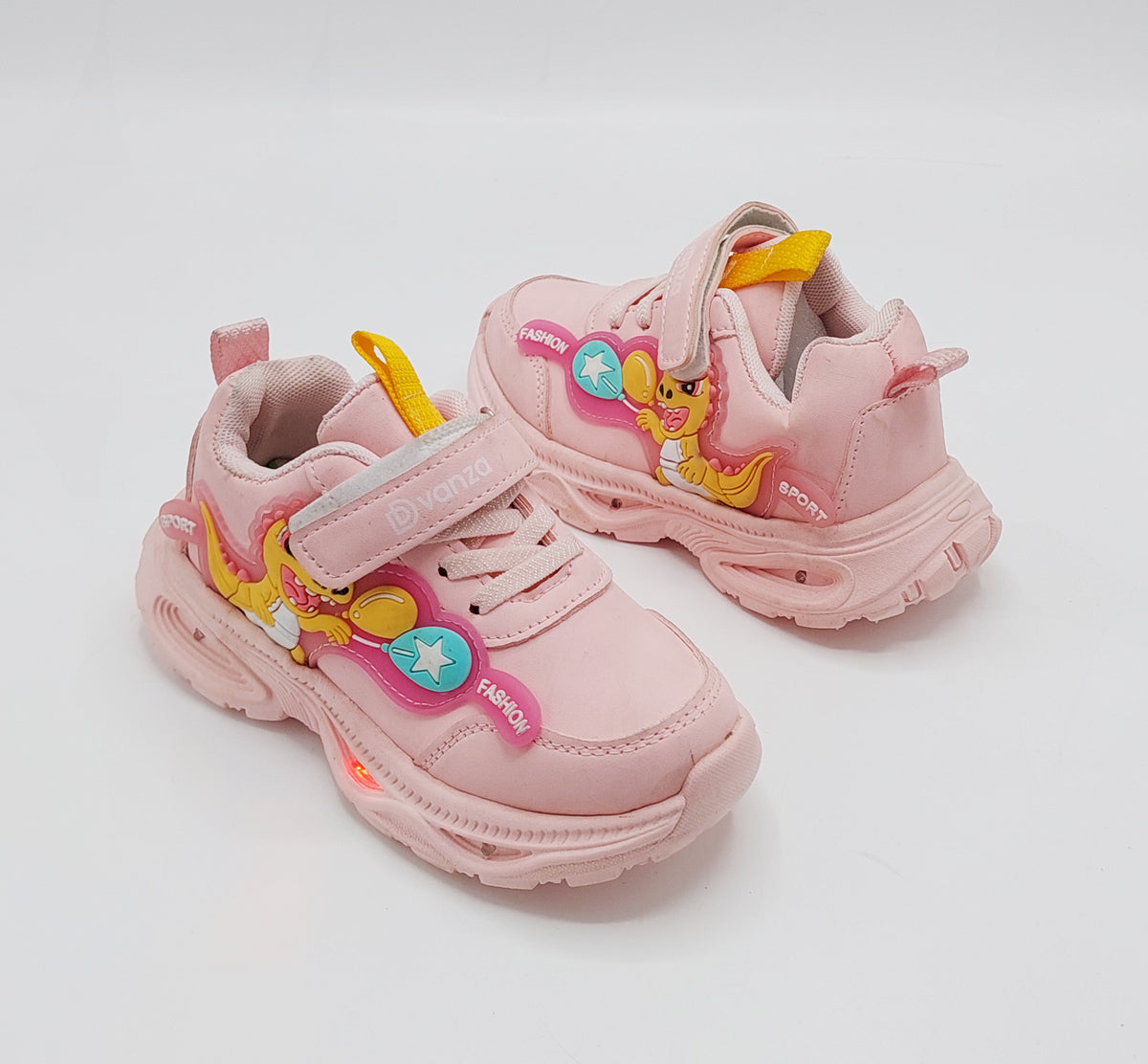 Lights in Sole Dino theme Shoes for Kids - DVM3 (Pink)