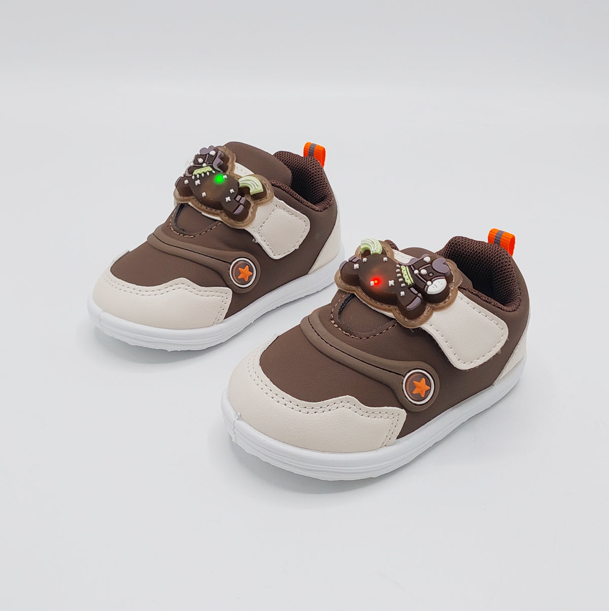Touch Lights Soft Sole Shoes For Kids - BB1 (Brown)