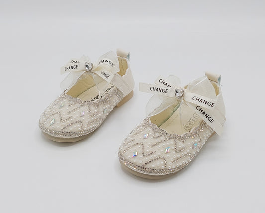 Beautiful Design Fancy Pumps for Kids - TZ301 (Beige)