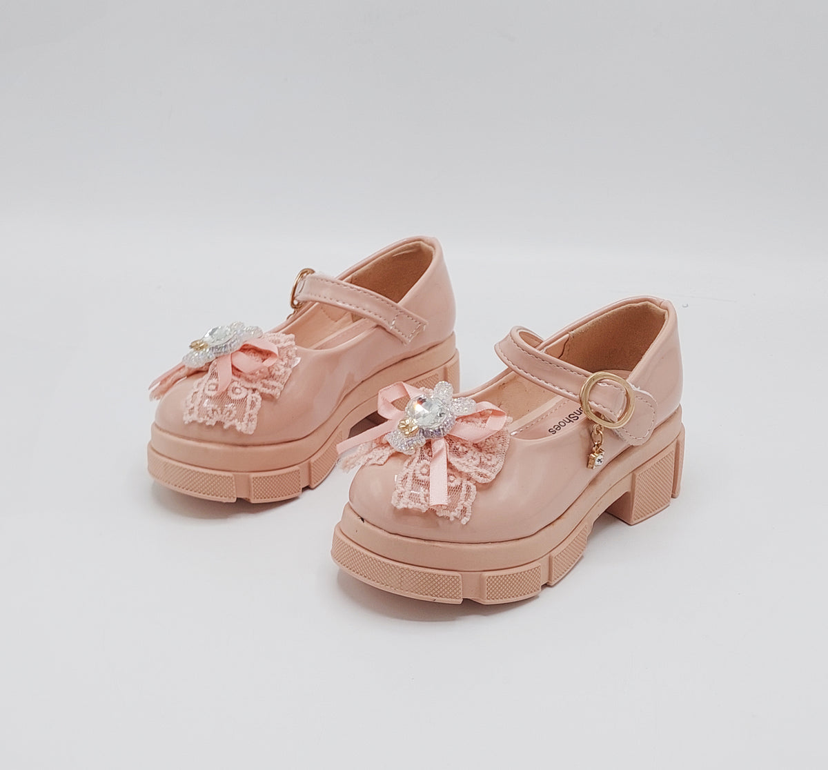 Girl's Beautiful Design Heels Pumps for Kids - PU1 (Pink)