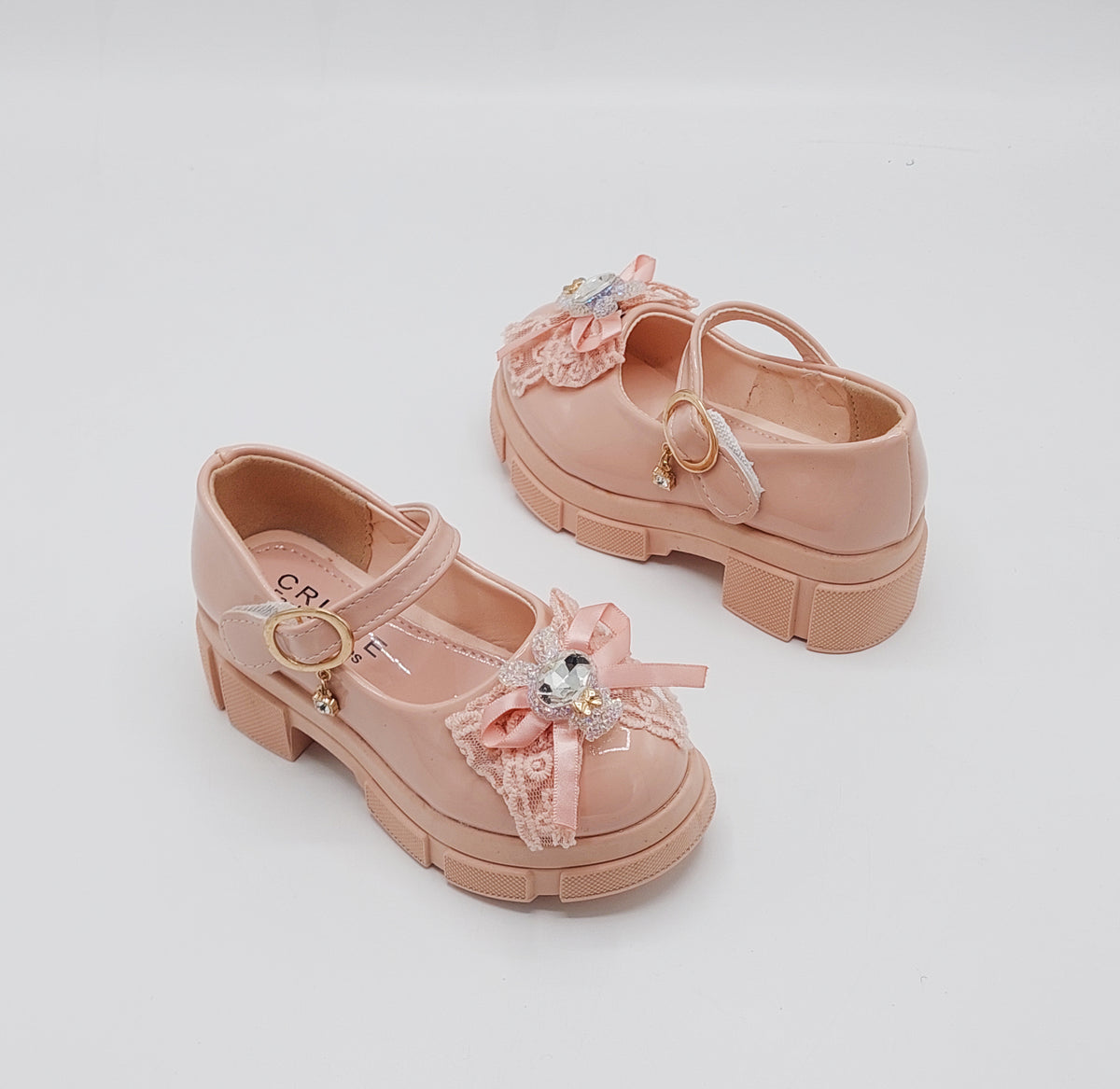Girl's Beautiful Design Heels Pumps for Kids - PU1 (Pink)