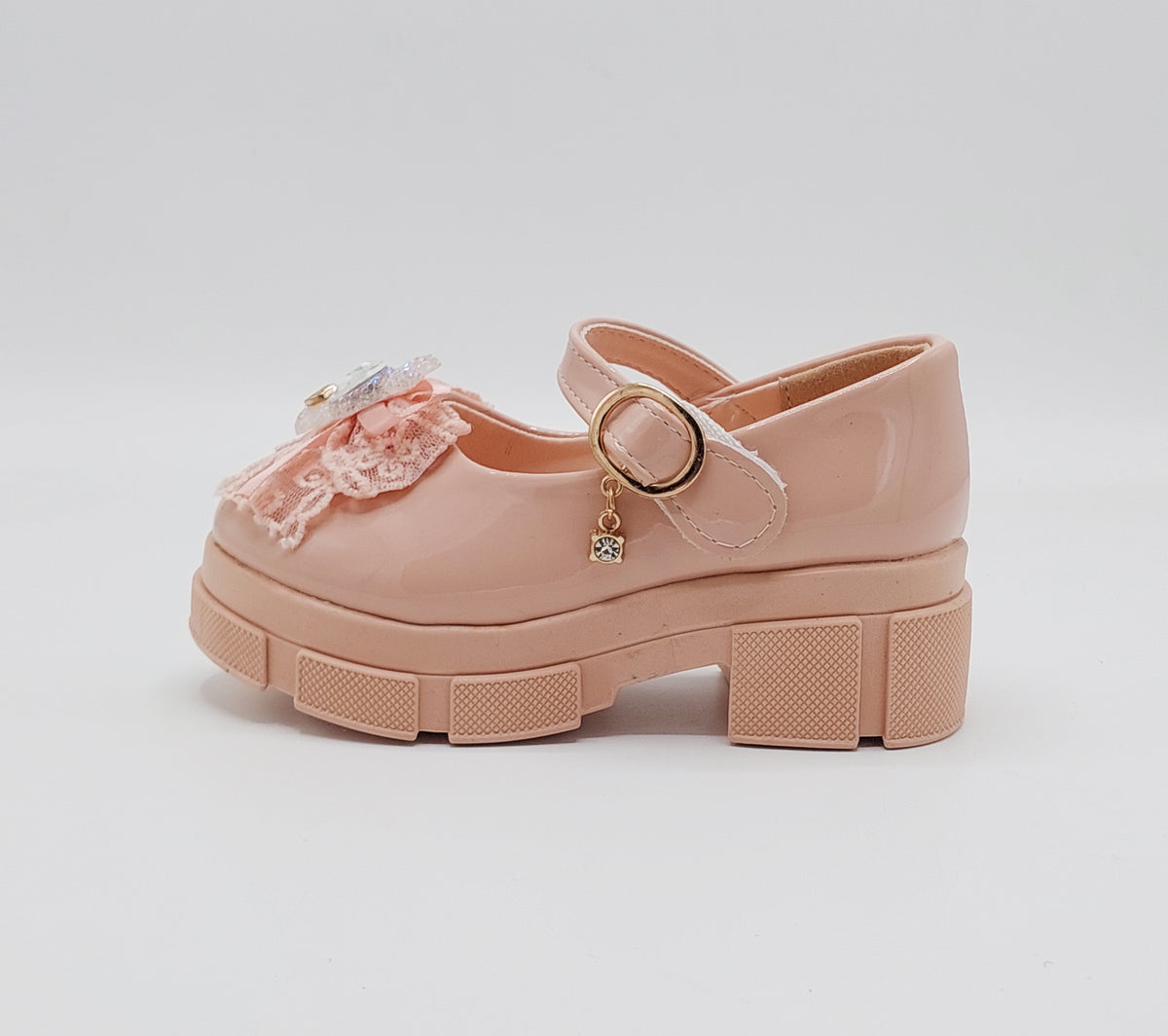 Girl's Beautiful Design Heels Pumps for Kids - PU1 (Pink)