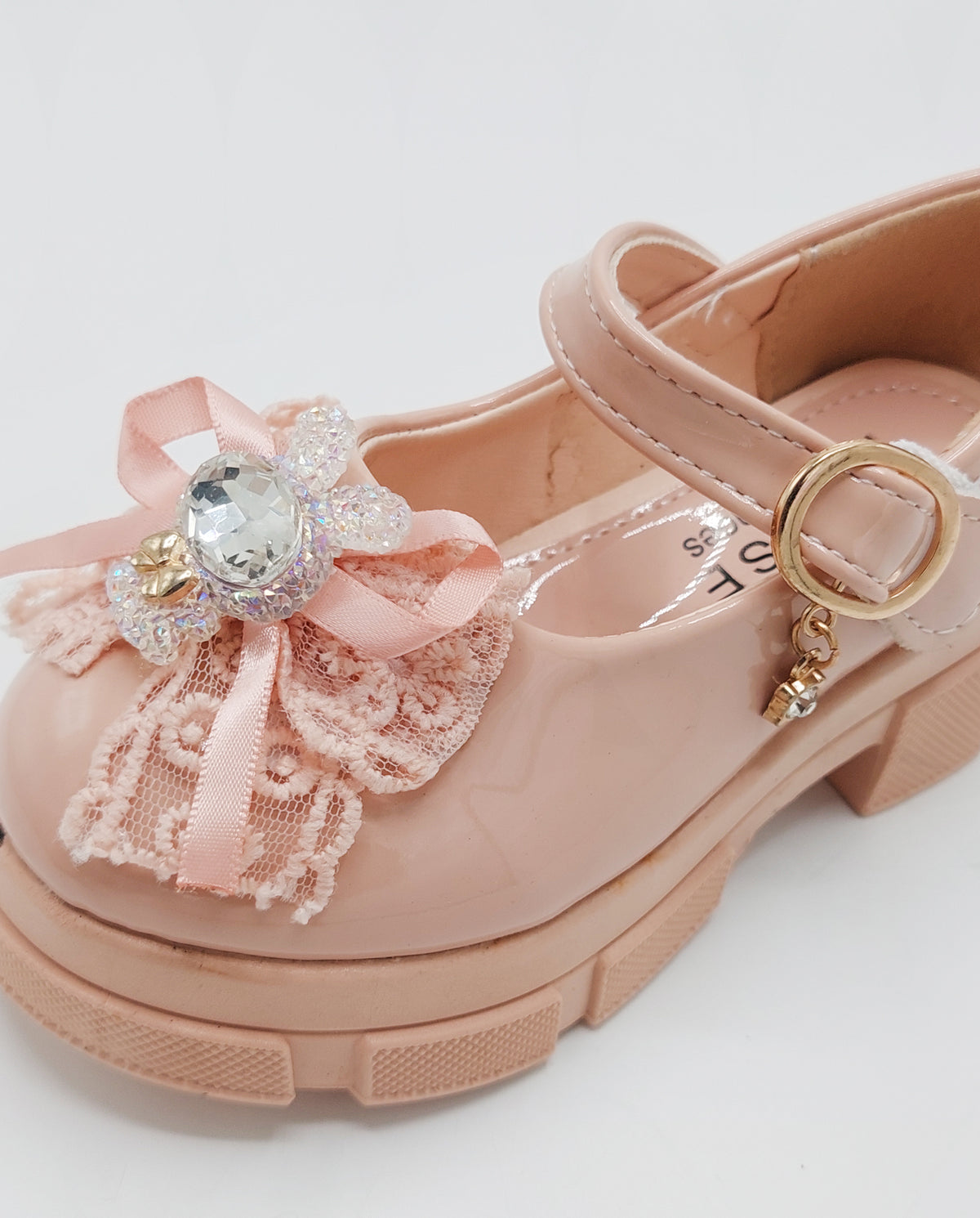 Girl's Beautiful Design Heels Pumps for Kids - PU1 (Pink)
