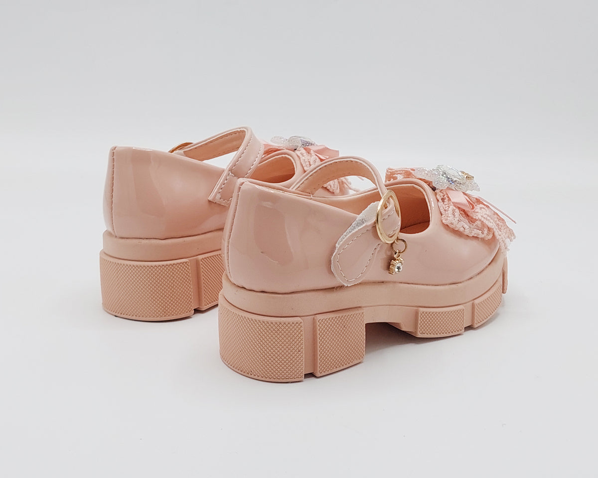 Girl's Beautiful Design Heels Pumps for Kids - PU1 (Pink)
