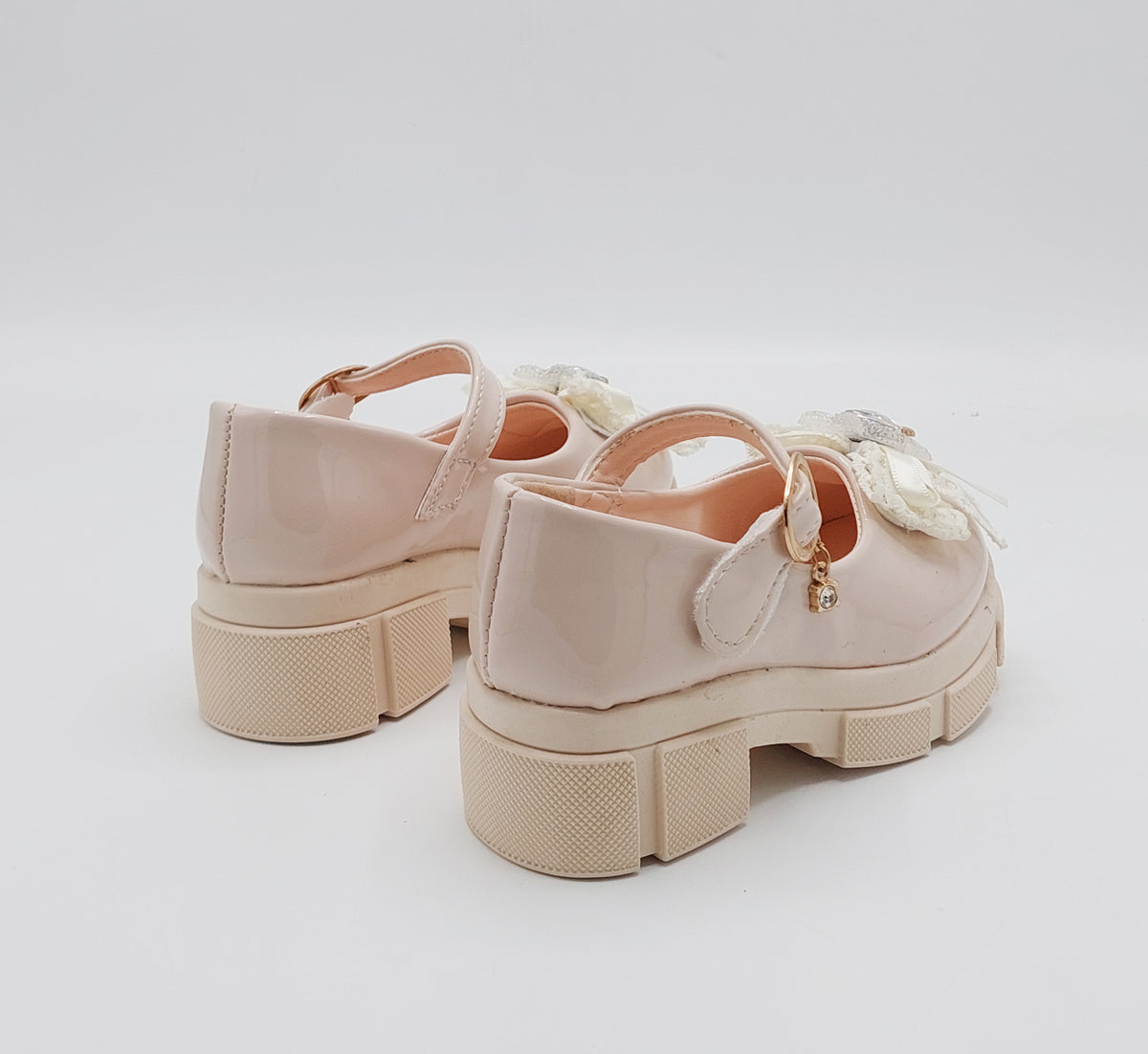 Girl's Beautiful Design Heels Pumps for Kids - PU1 (Beige)