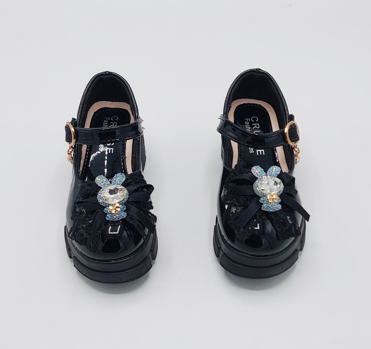 Girl's Beautiful Design Heels Pumps for Kids - PU1 (Black)