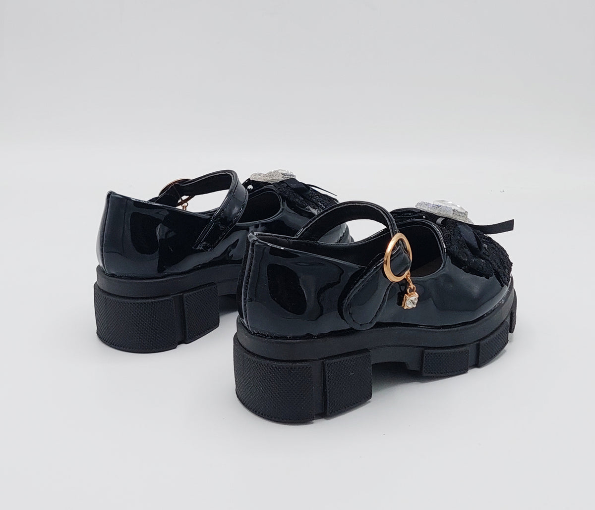 Girl's Beautiful Design Heels Pumps for Kids - PU1 (Black)