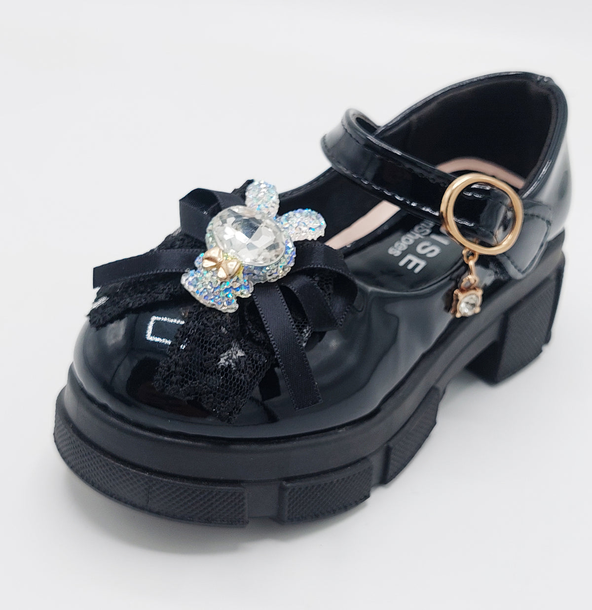 Girl's Beautiful Design Heels Pumps for Kids - PU1 (Black)