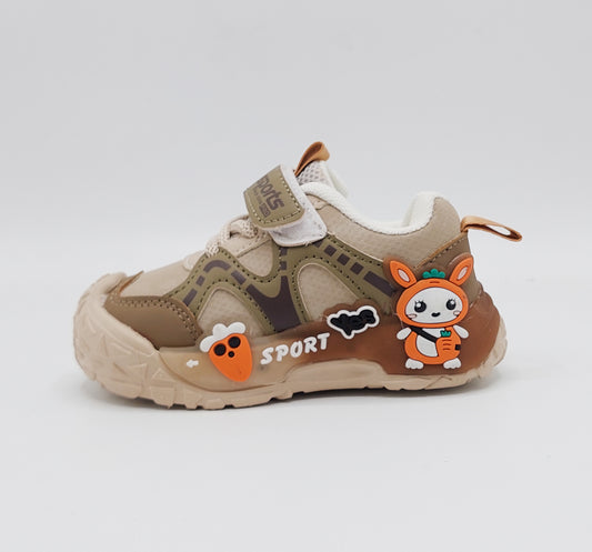 Lights in Sole Cute Design Sneakers for Kids - BG07 (Khaki)