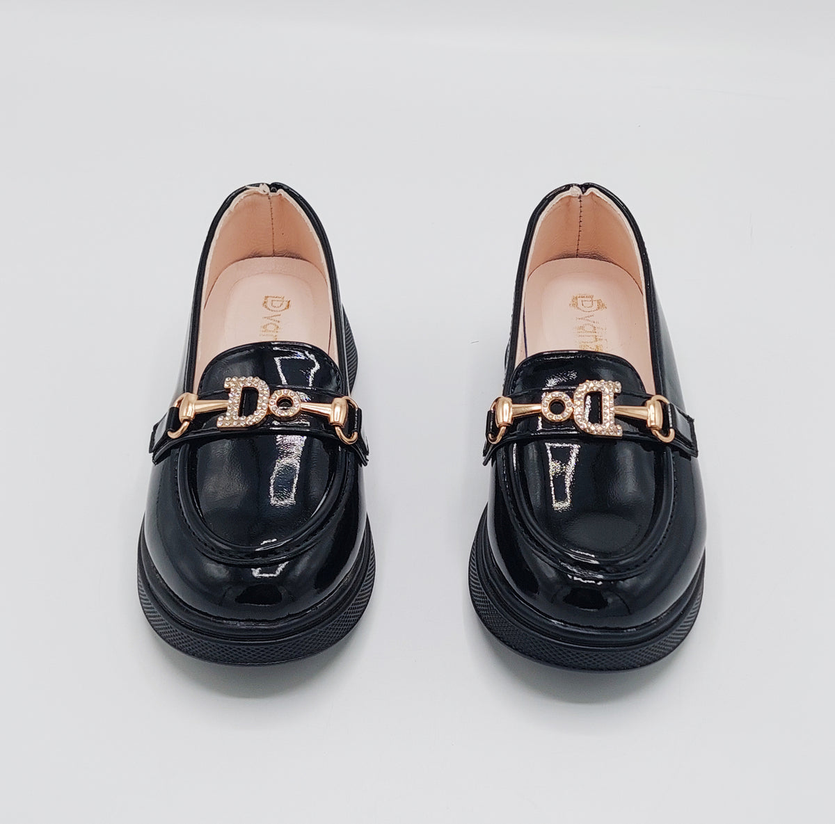Beautiful Design Glossy Look Loafers for Kids Girls - YK8 (Black)