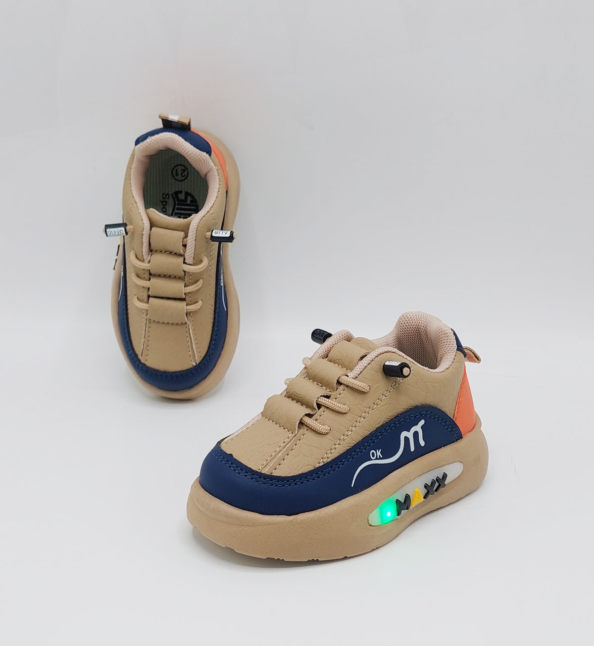 Lights in Sole New Trendy Look Shoes for Kids - MTL02 (Khaki)