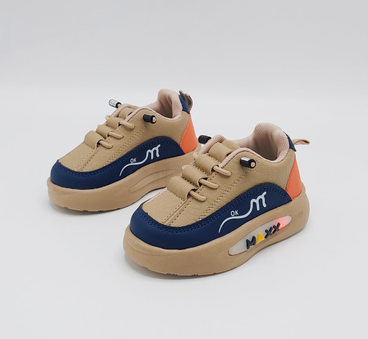 Lights in Sole New Trendy Look Shoes for Kids - MTL02 (Khaki)