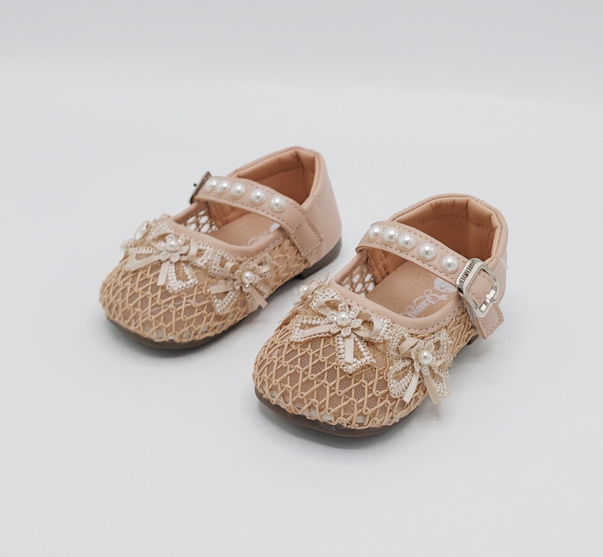 Girl's Beautiful Design Soft Sole Pumps for Kids - JJL01 (Peach)