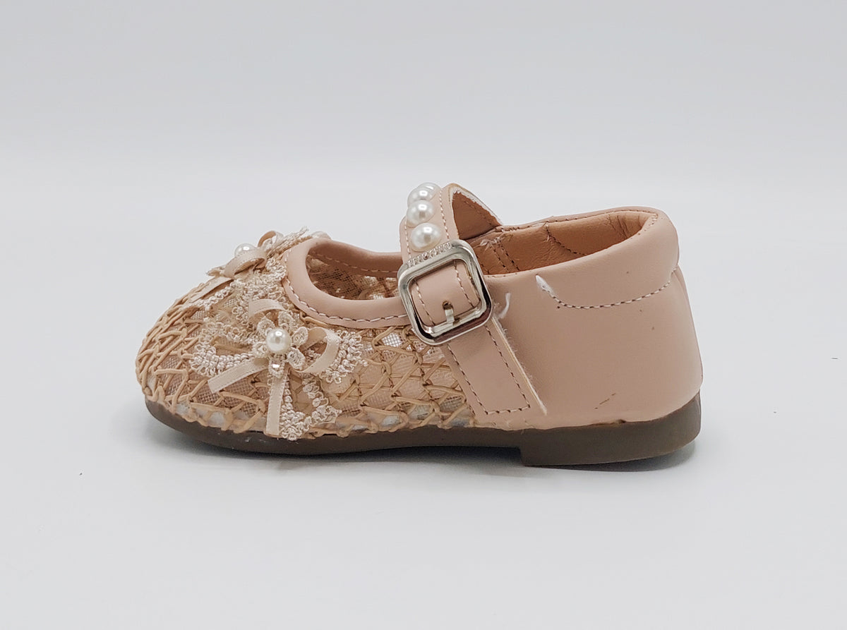 Girl's Beautiful Design Soft Sole Pumps for Kids - JJL01 (Peach)