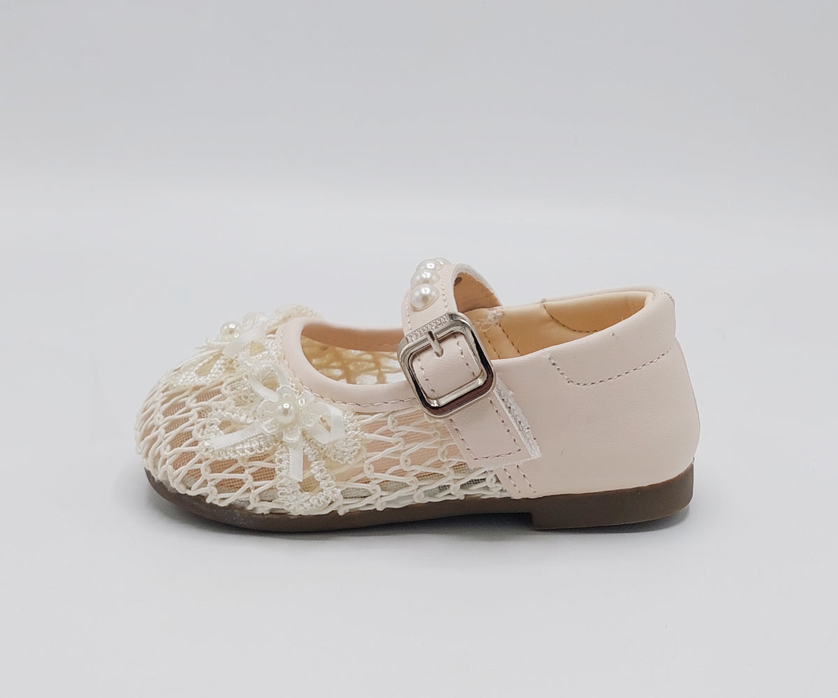 Girl's Beautiful Design Soft Sole Pumps for Kids - JJL01 (Beige)
