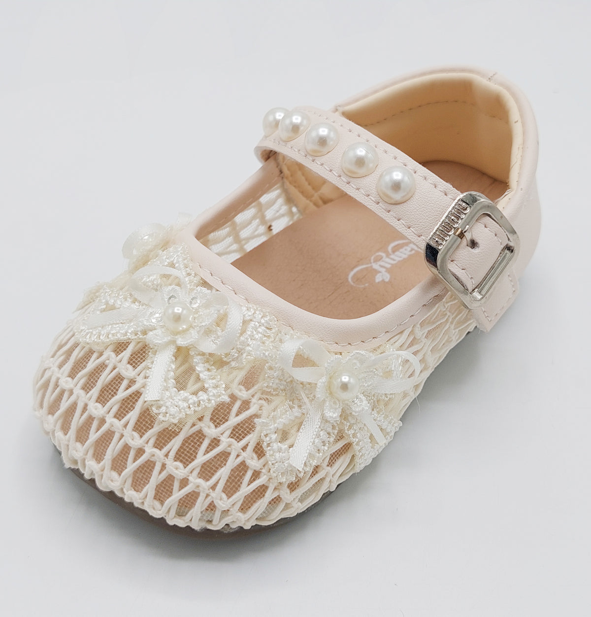 Girl's Beautiful Design Soft Sole Pumps for Kids - JJL01 (Beige)