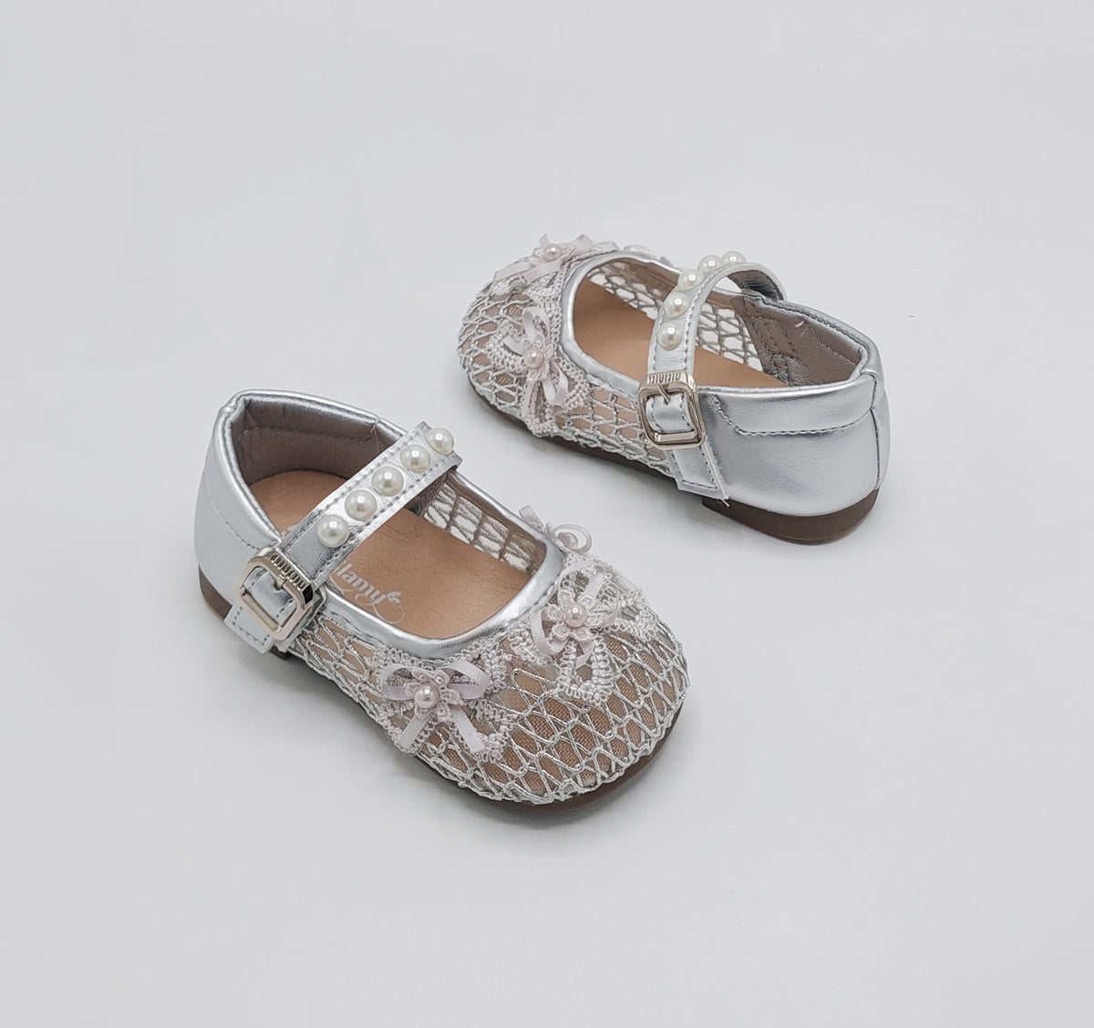 Girl's Beautiful Design Soft Sole Pumps for Kids - JJL01 (Silver)