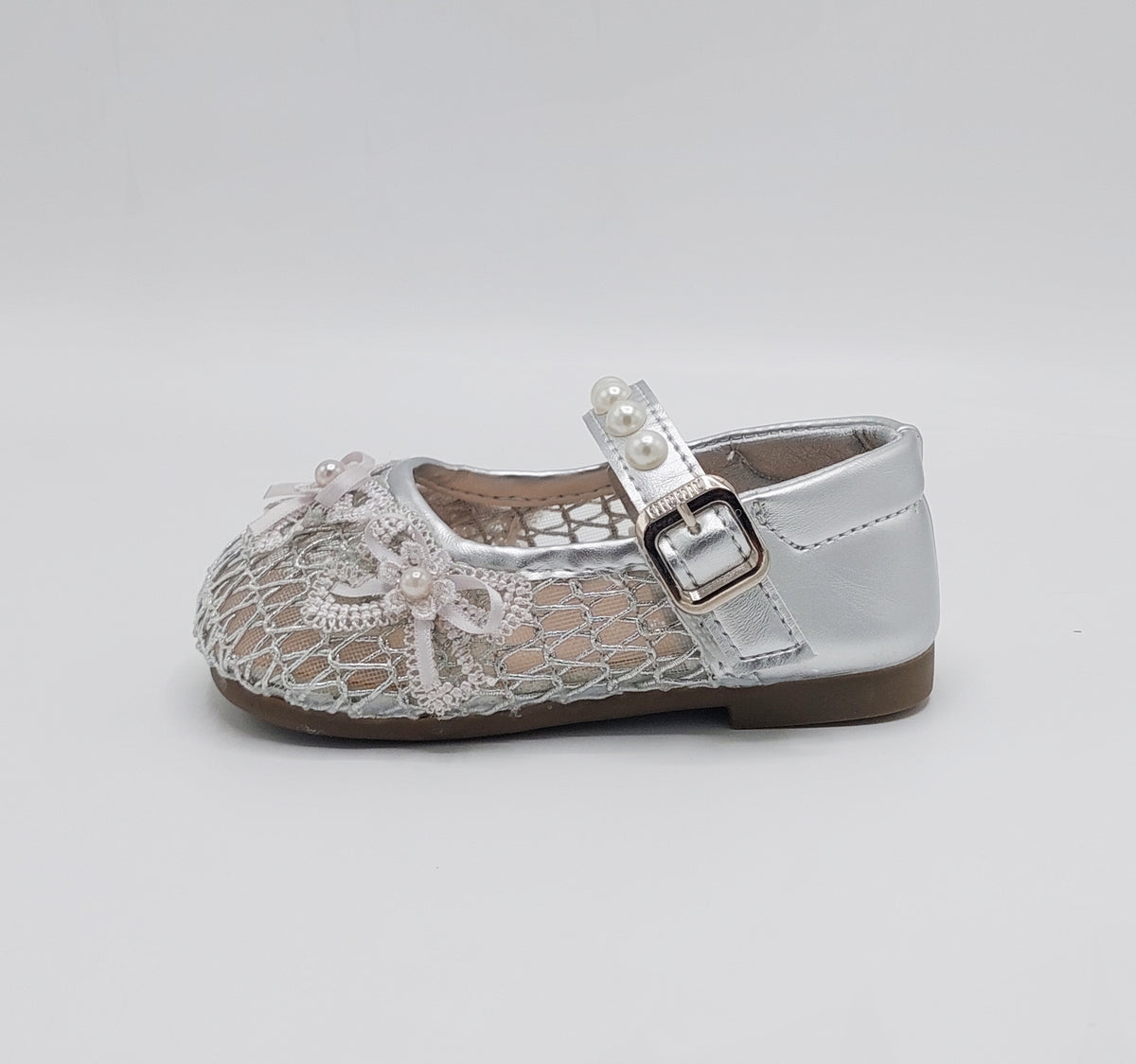 Girl's Beautiful Design Soft Sole Pumps for Kids - JJL01 (Silver)