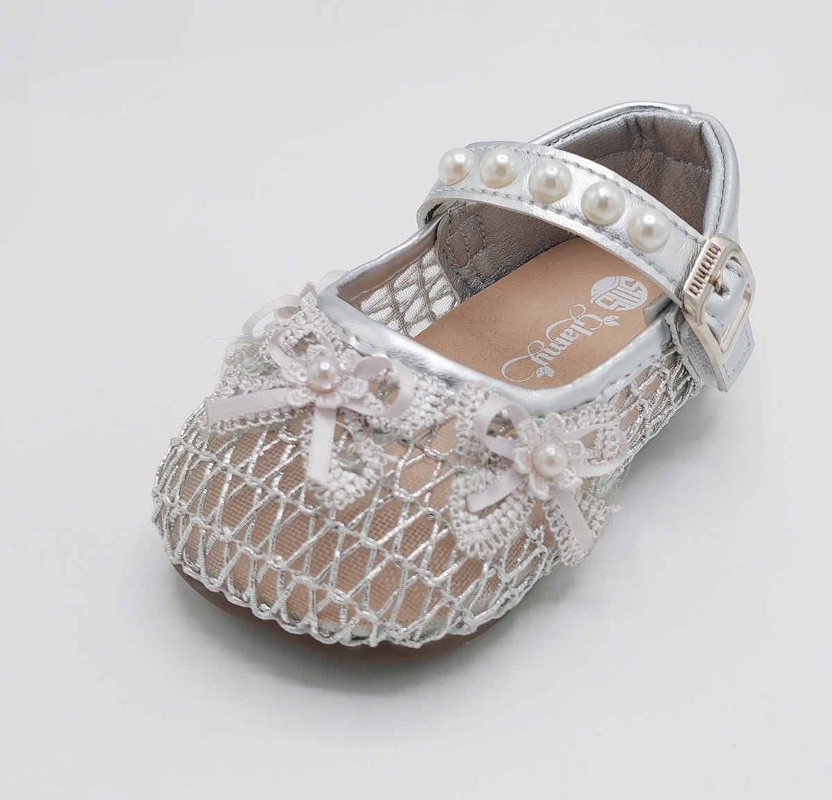 Girl's Beautiful Design Soft Sole Pumps for Kids - JJL01 (Silver)
